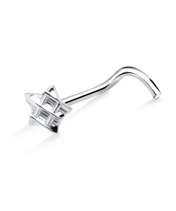 Checked Star Silver Curved Nose Stud NSKB-03a